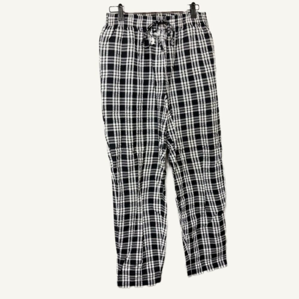 Venezia Woman Black & White Plaid Cotton Pull-On Pants 14W - Lightweight